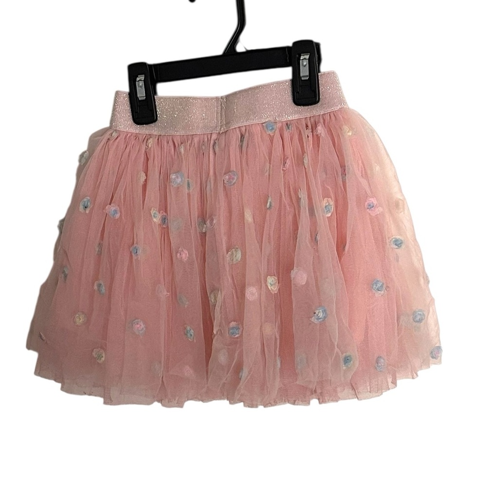 Pink Tulle Skirt with Floral Polka Dots | Size 6 | by Doe A Dear